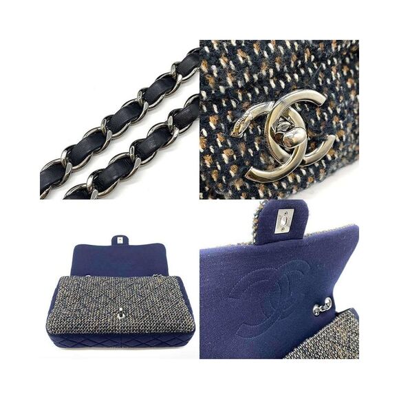 Pre Loved Chanel Matelasse Chain Shoulder Bag in Cotton Jersey Tweed - Picture 6 of 8